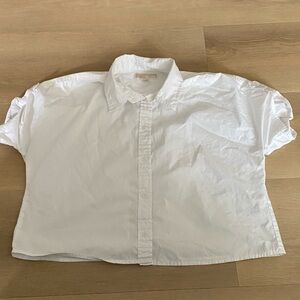Michael Kors White Cropped Summer Blouse Size M